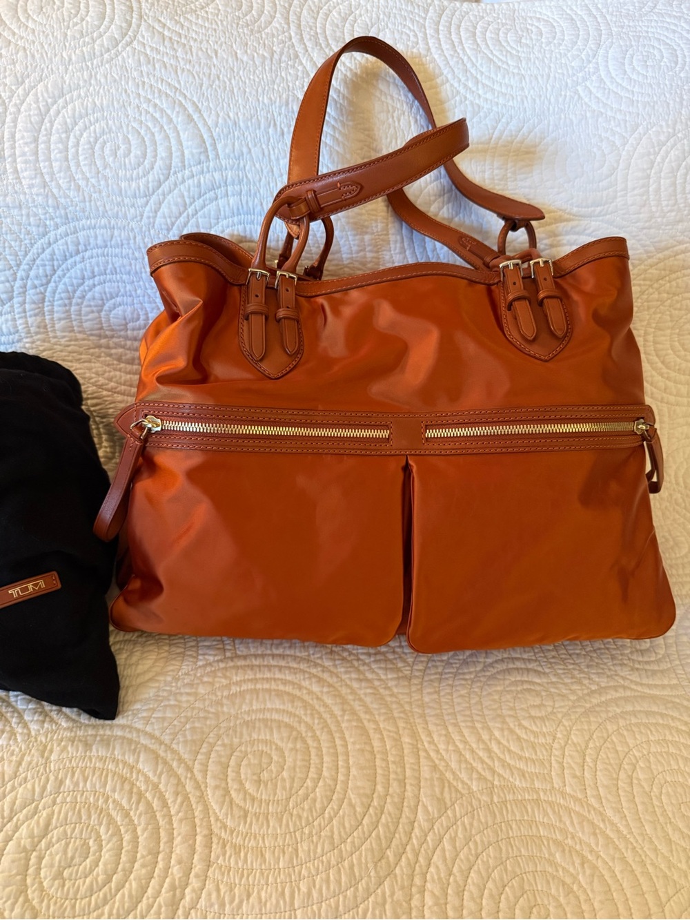 TUMI Voyageur Nylon Shoulder Tote Bag Bag - Deep Orange - EXCELLENT